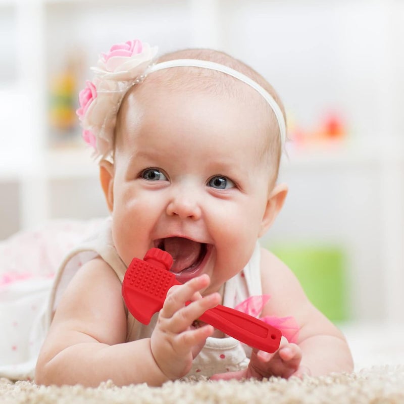 F-U Store 2 Pack Soft Silicone Teething Toys for Toddlers Hammer Spanner Tools Shape Baby Teethers Relief Soothe Babies Gums Set - Image 5